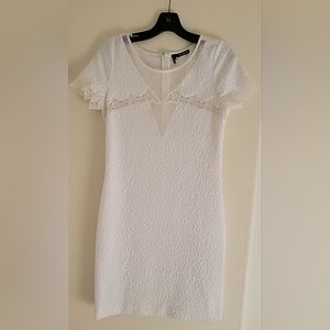 The Kooples White Textured Sheath Dress Mesh Lace Detail S M